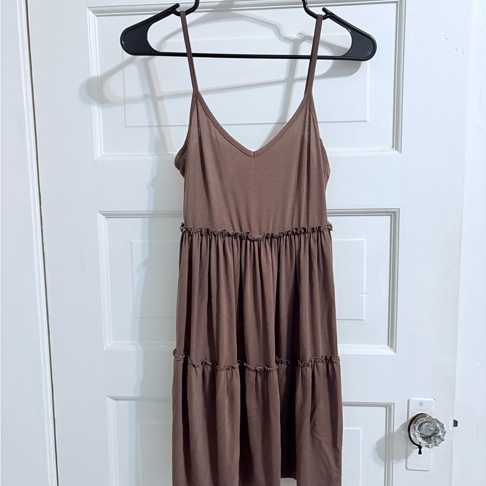 Brown Sleeveless Mini Dress